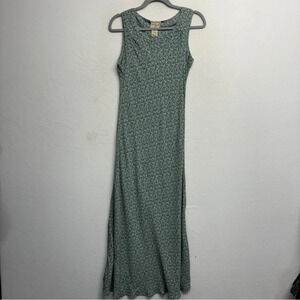 VTG April Cornell Bias Cut Floral Tank Maxi‎ Dress Blue M Rayon